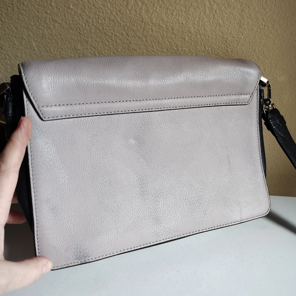 Kate Spade Black & Taupe Pebbled Leather Kaela Crossbody Shoulder Bag Casual